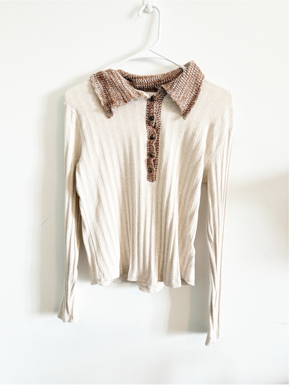 Shyanne Country Western Top Long Sleeve Ribbed Tan
